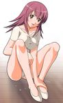  :d areolae blush breasts brown_eyes cameltoe covered_nipples highres impossible_clothes kaleido_star large_breasts legs leotard long_hair naegino_sora on_floor onda_takeshi open_mouth purple_hair see-through shirt shoes sitting smile solo spread_legs sweat taut_clothes taut_shirt wet wet_clothes 