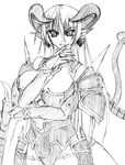  artist_request astaroth_(shinrabanshou) black_sclera breasts demon_girl greyscale horns large_breasts monochrome pointy_ears shinrabanshou solo tail wings 