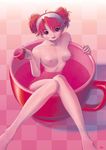  breasts copyright_request cup hairband highres in_container in_cup kobayashi_yuuji nipples nude oversized_object red_eyes red_hair small_breasts solo 