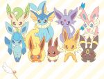  all_nine_eeveelutions ambiguous_gender animated cat_toy eevee eeveelution espeon feral flareon glaceon group jolteon leafeon mugita_konomi nintendo pattern_background pok&eacute;mon pok&eacute;mon_(species) simple_background striped_background sylveon tail_motion tailwag umbreon vaporeon video_games 