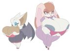  anthro areola big_breasts breasts chiropteran cleavage clothed clothing duo female huge_breasts kendalljt lagomorph leporid looking_at_viewer mammal mature_female nipples rabbit rouge_the_bat sega sonic_the_hedgehog_(series) vanilla_the_rabbit 