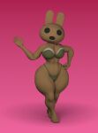  3d_(artwork) animal_crossing anthro bikini bra clothing coco_(animal_crossing) digital_media_(artwork) female gradient_background lagomorph leporid looking_at_viewer mammal murontis2001 nintendo rabbit simple_background solo swimwear thick_thighs thong underwear video_games walking waving_at_viewer wide_hips 