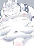  2022 anthro belly big_belly blush bowser dain_4201 genitals hi_res humanoid_hands kemono koopa male mario_bros moobs navel nintendo nipples overweight overweight_male penis scalie solo video_games 