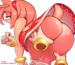  amy_rose anthro big_butt bottomless bracelet breasts butt clothed clothing dress duo eulipotyphlan female gloves gofa green_eyes handwear hedgehog hi_res jewelry looking_at_viewer mammal red_clothing red_dress sega sonic_the_hedgehog_(series) 