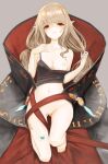  1girl absurdres bandages bandaid bandaid_on_face bandaid_on_leg black_shirt blonde_hair cape commission commissioner_upload dungeon_and_fighter full_body highres ikki_the_vikki long_hair miyopiwi no_bra no_panties shirt skeb_commission solo undressing 