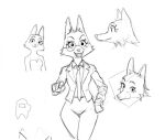  among_us anthro canid canine crewmate_(among_us) diane_foxington dreamworks eyewear female fox glasses innersloth mammal monochrome saysaary simple_background solo the_bad_guys video_games white_background 