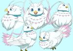  avian beak birdkey52134 blue_eyes collar feathers female filo_(the_rising_of_the_shield_hero) filolial filolial_queen hi_res pink_body pink_feathers simple_background the_rising_of_the_shield_hero white_body white_feathers 