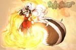  abluedeer anthro bethellium black_body black_fur boots breasts clothed clothing female fingerless_gloves fire flower footwear fur gloves hair handwear katherine_(bethellium) magic mammal mephitid plant side_view skunk solo striped_skunk white_hair 