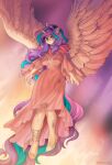  2022 5_fingers anthro breasts clothed clothing digital_media_(artwork) dress equid equine eyebrows eyelashes feathered_wings feathers female fingers flurry_heart_(mlp) friendship_is_magic hasbro hi_res horn mammal margony my_little_pony winged_unicorn wings 
