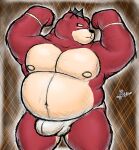  alanottaviano anthro belly fur hair hi_res male male/male mammal musclegut muscular overweight red_body red_fur red_hair slightly_chubby solo ursid ursine 