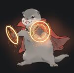  animal animal_focus black_background black_eyes cape doctor_strange doctor_strange_(series) full_body jewelry magic magic_circle marvel mystical_high_collar necklace no_humans open_mouth otaku_pig otter red_cape simple_background solo 