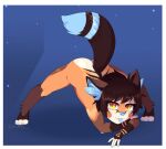 anthro blep canid canine female fox hindpaw kass_meer konomofu mammal nude paws pose raised_tail solo suggestive tongue tongue_out 