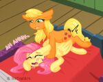  ambiguous_penetration applejack_(mlp) bed bedroom_eyes blush blush_lines bodily_fluids dhx_media drooling duo earth_pony english_text equid equine female fluttershy_(mlp) friendship_is_magic fur furniture hair hasbro herm herm_penetrating hi_res horse icetealart inside intersex intersex/female intersex_penetrating mammal my_little_pony narrowed_eyes orange_body orange_fur pegasus penetration pink_hair pink_tail pinned pony saliva seductive teal_eyes text wings yellow_body yellow_fur yellow_tail 