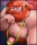  beard bulge centaurworld erection erection_pushing_underwear facial_hair faun faunus genitals hair hi_res looking_at_viewer majstervis male mankini mustache netflix nipples overweight penis red_hair satyr selfie slightly_chubby solo splendib_(centaurworld) taur vein veiny_penis 