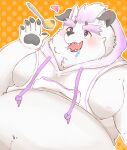  &lt;3 2022 absurd_res anthro behemoth_(housamo) belly big_belly blush bodily_fluids drooling food grey_body hi_res humanoid_hands kemono lifewonders male moobs nipples obese obese_male one_oneyyy overweight overweight_male saliva solo tokyo_afterschool_summoners video_games 