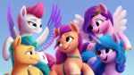  blue_eyes brown_eyes crown cutie_mark earth_pony equid equine feathered_wings feathers female feral fetlocks green_eyes group happy hasbro hi_res hitch_trailblazer_(mlp) hooves horn horse izzy_moonbow_(mlp) luminousdazzle male mammal mlp_g5 my_little_pony orange_body pegasus pink_body pipp_petals_(mlp) pony purple_body purple_eyes smile sunny_starscout_(mlp) unicorn white_body wings yellow_body zipp_storm_(mlp) 