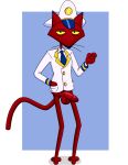  absurd_res anthro balls bottomless cartoon_network casual_nudity clothed clothing courage_the_cowardly_dog domestic_cat erection felid feline felis foreskin genitals hand_in_pocket hi_res katz_(courage_the_cowardly_dog) male mammal neenya penis pockets solo 