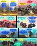 campfire comic cooking dialogue dinosaur dodo_(thepatchedragon) dragon dragonscape drekir dromaeosaurid fantasy female feral forl_(thepatchedragon) group hi_res hiker_(thepatchedragon) jat_(thepatchedragon) lying male post-apocalyptic reptile scalie text thepatchedragon theropod