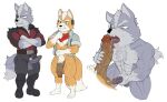  2022 abs anthro anthro_on_anthro balls big_muscles big_penis bodily_fluids bottomless bottomwear canid canine canis clothed clothing comparing comparing_penis crossed_arms duo erection eye_patch eyebrows eyewear flaccid fox fox_mccloud fur genital_fluids genitals hair handjob headgear hi_res humanoid_genitalia humanoid_penis inkgoat jacket licking male male/male mammal masturbation muscular muscular_anthro muscular_male neckerchief nintendo nipples nude open_clothing open_jacket open_mouth open_topwear oral pants pecs penile penile_masturbation penis penis_lick penis_size_difference precum pubes saliva sex simple_background smile standing star_fox tongue tongue_out topwear tuft unzipped vein veiny_penis video_games white_background wolf wolf_o&#039;donnell 