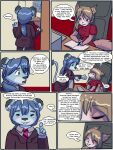  2013 3:4 anthro babystar biped blush comic detailed_background dialogue duo english_text eyes_closed female fur gem_(babystar) hair hi_res male mammal necktie rodent sciurid sitting standing text 