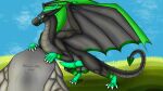 2022 absurd_res aroused balls big_balls big_penis claws dragon eyewear feral genitals glasses green_body green_penis green_skin grey_body grey_scales hi_res horn hunamarts male penis scales scalie solo spread_wings swift_the_kobold tail western_dragon wings
