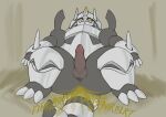 absurd_res aggron anthro balls belly fart fart_fetish gassy generation_3_pokemon genitals hi_res horn male mega_evolution nintendo overweight penis pokemon pokemon_(species) simple_background slightly_chubby solo tail thiccomode thick_thighs