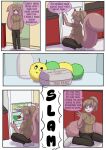  2015 anthro babystar biped clothing comic detailed_background dialogue english_text female fur gem_(babystar) hair hi_res mammal onomatopoeia plushie rodent sciurid shirt sitting solo sound_effects standing text topwear 