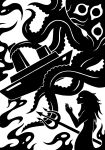 2015 3_eyes black_and_white boat calypso cephalopod deity digital_drawing_(artwork) digital_media_(artwork) duo european_mythology female feral fish_tail greek_mythology hair hi_res holding_object holding_trident holding_weapon humanoid kraken marine melee_weapon merfolk mollusk monochrome multi_eye mythology polearm scp-2846-a scp-2846-b scp_foundation silhouette simple_background split_form sunnyclockwork tail trident vehicle watercraft weapon white_background