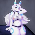  albino anthro beatrix_the_umbreon big_breasts brazulbarbanz breasts chain clothing curvy_figure eeveelution female fluffy fluffy_tail fur genitals hair half-closed_eyes half_naked hand_behind_head humanoid_genitalia looking_at_viewer markings narrowed_eyes nintendo nipple_outline nipples pok&eacute;mon pok&eacute;mon_(species) pussy ring_(marking) short_hair slutty_clothing smile solo swimwear thick_thighs translucent translucent_clothing umbreon video_games voluptuous white_body white_fur white_hair wide_hips 