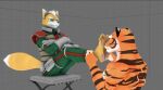  3d_(artwork) 5_toes alexreindeer anthro barefoot canid canine chair clothing digital_media_(artwork) dominant dominant_anthro dominant_male feet feet_in_face felid feline foot_fetish foot_grab foot_lick foot_play foot_sniffing fox fox_mccloud fur furniture game_character green_eyes hindpaw humanoid_feet licking lopoly_the_tiger male male/male male_dominating_male mammal nintendo obedience on_chair pantherine paws red_body red_fur scar sitting sitting_on_chair smelly smelly_feet sniffing soles source_filmmaker star_fox star_fox_adventures striped_body stripes tiger toes tongue tongue_out uniform video_games worship worshiping 