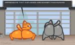 5:3 animated big_butt bonguitoweon bouncing_butt butt domestic_cat duo felid feline felis loop male mammal nude short_playtime text