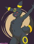 ambiguous_gender anthro black_body black_eyes black_fur eeveelution fur generation_2_pokemon happy hi_res male nintendo pokemon pokemon_(species) smile solo umbreon xaveriuz