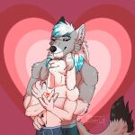  &lt;3 anthro canid canine canis dante_kinkade duo embrace hi_res holidays hug hugging_from_behind invalid_tag lagomorph leporid male male/male mammal nuzzling rabbit smile sting_12 valentine&#039;s_day wolf zack_(thezackrabbit) 