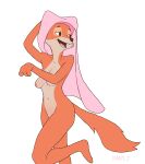  absurd_res anthro canid canine dancing dany-j disney female fox hi_res maid_marian mammal nude robin_hood_(disney) simple_background simple_coloring solo standing white_background 