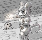 ambiguous_gender anthro black_and_white female gesture lostwisdom mammal monochrome mouse murid murine pointing punch rodent shaded simple_background simple_shading sketch solo