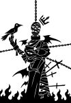 2015 4_wings 5_claws 5_fingers ambiguous_gender arm_eye avian back_wings beak biped bird bird_on_hand black_and_white chain chain_leash chained chest_eye chest_tuft claws cloak clothing corvid corvus_(genus) crow crown cuff_(restraint) dagger deity digital_drawing_(artwork) digital_media_(artwork) duo feather_tuft feathered_wings feathers finger_claws fingers fire floating_crown harness headgear hi_res hip_wings humanoid impalement leash male melee_weapon membrane_(anatomy) membranous_wings monochrome multi_eye multi_wing noose open_mouth oscine passerine restraints scp_foundation shackles sharp_teeth silhouette simple_background sunnyclockwork tail tail_feathers teeth tendrils tuft weapon white_background winged_humanoid wings wrapped