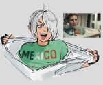  angel_(kof) hair_over_one_eye jed_(jedzem) jerma985 jerma985_(person) meme mexico open_mouth real_life reference_inset short_hair snk the_king_of_fighters white_hair 