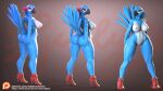 3d_(artwork) accessory anthro avian beak big_breasts big_butt bird blue_sky_studios breasts butt clothing digital_media_(artwork) feathers female flower flower_in_hair footwear genitals gibly hair hair_accessory hi_res high_heels hybrid jewel_(rio) mostly_nude muscular muscular_female nipples plant presenting presenting_hindquarters pussy rio_(series) simple_background solo spread_butt spreading standing thick_thighs