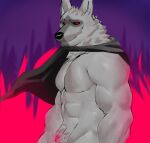 2024 abs anthro biceps black_nose black_sclera canid canine canis cape cape_only clothing colored death_(personification) death_(puss_in_boots) dreamworks fur grey_body grey_fur hi_res male mammal mostly_nude muscular muscular_anthro muscular_male pecs puss_in_boots_(dreamworks) red_eyes solo toro_artz triceps wolf