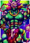 abs absurd_res anthro biceps big_muscles bone bottomwear clothing green_body green_scales hi_res holding_object jewelry lihzahrd lizard loincloth magic_user male mask muscular muscular_anthro muscular_male necklace nipples pecs reptile scales scalie skull skull_mask slime spriteguto staff tail terraria tribal witch_doctor_(terraria)