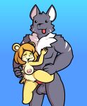  anthro blush breast_grab breasts canid canine canis domestic_dog duo female fur grey_body grey_fur hand_on_breast male male/female mammal penetration razzybun short_stack size_difference ursid vaginal vaginal_penetration yellow_body yellow_fur 
