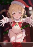 2023 andira_(granblue_fantasy) animal_humanoid blonde_hair box breasts christmas christmas_clothing christmas_headwear clothing container female hair hat headgear headwear hi_res holidays humanoid in_box in_container kimblee_(artist) kneeling legwear mammal mammal_humanoid monkey_humanoid panties primate primate_humanoid ribbons santa_hat small_breasts solo thigh_highs underwear