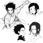  aged_down black_hair crocodile_(one_piece) dracule_mihawk hair_slicked_back han_lan one_piece sword weapon 