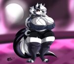 anthro big_breasts biped breasts canid canid_demon cleavage clothed clothing demon female hellhound helluva_boss hi_res loona_(helluva_boss) madnevil mammal overweight overweight_anthro overweight_female slightly_chubby slightly_chubby_female solo thick_thighs weight_gain