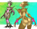 anthro biped blush blush_lines breasts butt claws curvy_figure dryad drycha elemental_creature featureless_crotch female flora_fauna front_view glowing hi_res horn looking_at_viewer looking_back markings not_furry plant presenting presenting_hindquarters rear_view simple_background solo spacemaxmarine standing thick_thighs treant tree warhammer_(franchise) warhammer_fantasy