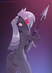 absurd_res anthro butt demon felixf female hazbin_hotel hi_res human humanoid mammal melee_weapon nude nude_female polearm solo spear vaggie_(hazbin_hotel) weapon