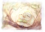  =_= absurdres animal_focus bird border closed_eyes closed_mouth commentary dated_commentary full_body highres in_tree no_humans outdoors pokemon pokemon_(creature) rowlet sitting sketch sleeping solo tensaitou_tou tree white_border 