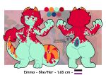 absurd_res anthro digital_media_(artwork) dragon emma_(emma_d_clown) emma_d_clown female fur hair hi_res horn lgbt_pride looking_at_viewer model_sheet simple_background smile solo standing tail text thick_thighs