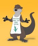  absurd_res anthro apron balls clothing genitals hi_res lutrine male mammal mustelid pticelov solo 