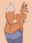  absurd_res anthro breasts butt canid canine diane_foxington dreamworks female flashing fluffy fox genitals hi_res looking_at_viewer looking_back looking_back_at_viewer mammal pussy solo the_bad_guys the_man 